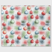 Rustic Christmas Ornament Wrapping Paper Cadeaupapier (Vlak)
