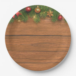 Rustic Christmas Paper Plate – Festive Holiday Papieren Bordje
