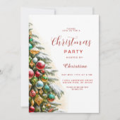 Rustic Christmas Party Invitation Kaart Waterverf (Voorkant)