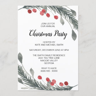 Rustic Christmas Party Invitations hivernales