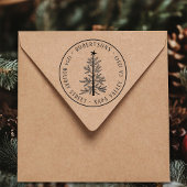 Rustic Christmas Pine Tree Return Address Rubberstempel