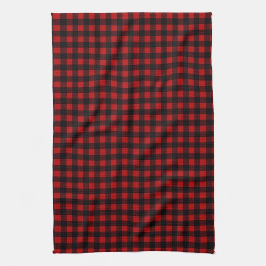 Rustic Christmas Red & Black Buffalo Plaid Theedoek (Verticaal)