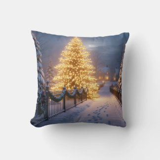 Rustic Christmas Throw Pillows – Village Tree, San Kussen