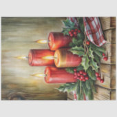 Rustic Christmas tissue paper red candles holly Tissuepapier (Voorkant)