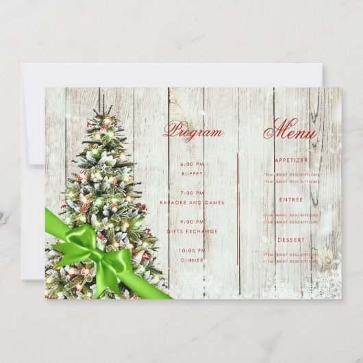 Rustic Christmas Tree Invitation Programme Menu Ve (Dos)