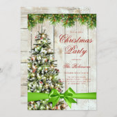 Rustic Christmas Tree Invitation Programme Menu Ve (Devant / Derrière)