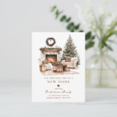 Rustic Christmas Tree New Home Card Aankondigingskaart (Staand voorkant)