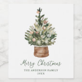 Rustic Christmas Tree Ornaments Neutral Holiday Wijn Etiket (Enkel label)