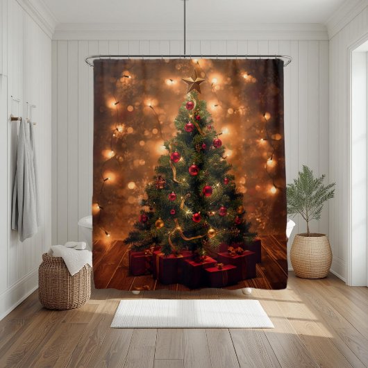 Rustic Christmas Tree Shower Curtain Douchegordijn