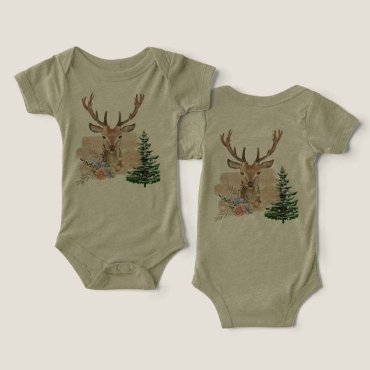 Rustic Christmas Tree with Brown-Beige Watercolor  (Design Recto & Verso)