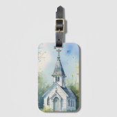 Rustic Church Path in Wildflower Meadow Bagagelabel (Voorkant (verticaal))