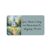 Rustic Church Path in Wildflower Meadow Etiket (Voorkant)