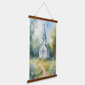 Rustic Church Path in Wildflower Meadow Hangend Wandkleed (Gebogen)