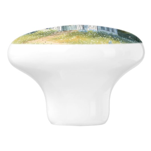 Rustic Church Path in Wildflower Meadow Keramische Knop (Zijkant)