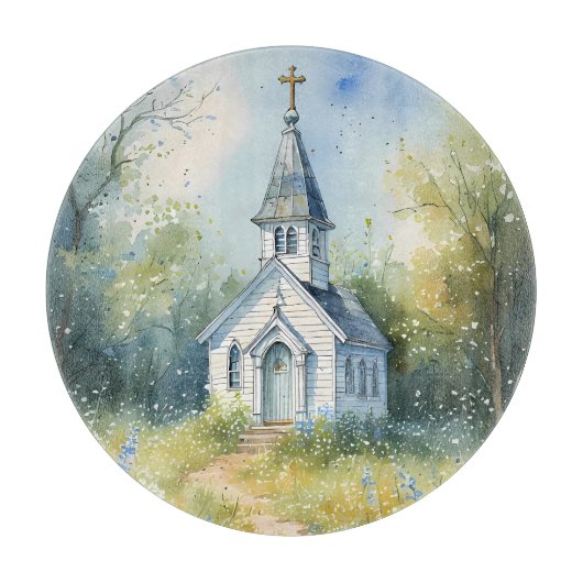 Rustic Church Path in Wildflower Meadow Snijplank (Voorkant)