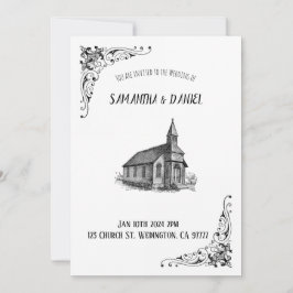 Rustic Church Wedding Invitation Kaart