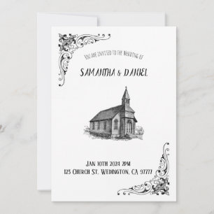 Rustic Church Wedding Invitation Kaart