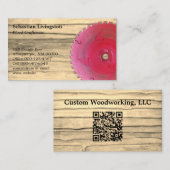 Rustic Circular Saw Woodworking Occupture QR Code Visitekaartje (Voorkant / Achterkant)