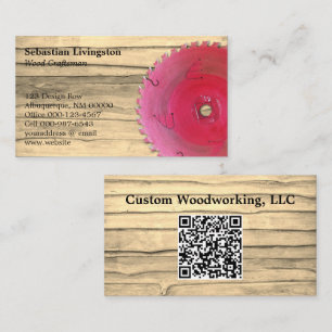 Rustic Circular Saw Woodworking Occupture QR Code Visitekaartje