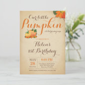 Rustic Citrouille Invitation Anniversaire Premier  (Debout devant)