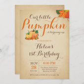 Rustic Citrouille Invitation Anniversaire Premier  (Devant / Derrière)