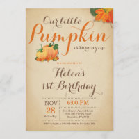 Rustic Citrouille Invitation Anniversaire Premier
