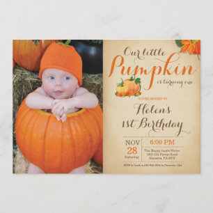 Rustic Citrouille Invitation Anniversaire Premier 