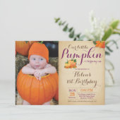 Rustic Citrouille Invitation Anniversaire Premier  (Debout devant)