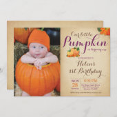 Rustic Citrouille Invitation Anniversaire Premier  (Devant / Derrière)