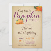 Rustic Citrouille Invitation Anniversaire Premier  (Devant)
