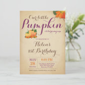 Rustic Citrouille Invitation Anniversaire Premier  (Debout devant)