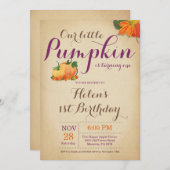 Rustic Citrouille Invitation Anniversaire Premier  (Devant / Derrière)