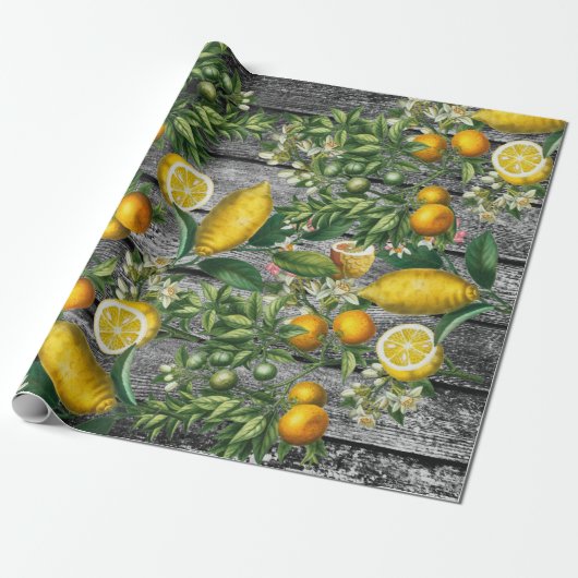 Rustic Citrus Garden Cadeaupapier (Uitgerold)