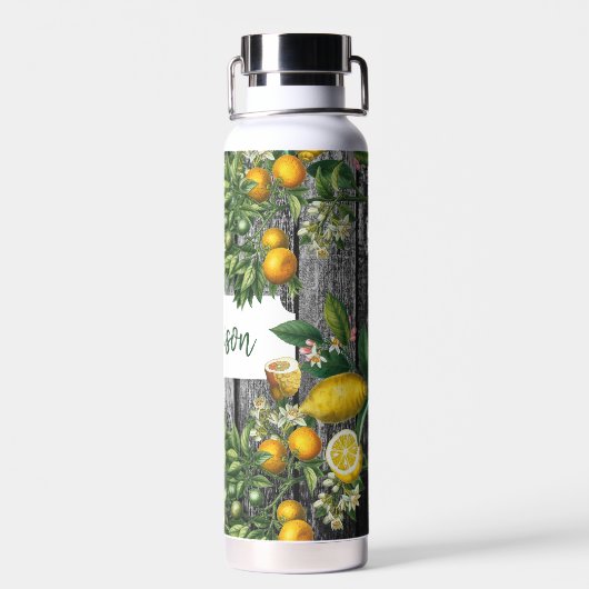 Rustic Citrus Garden Monogram Waterfles (Achterkant)