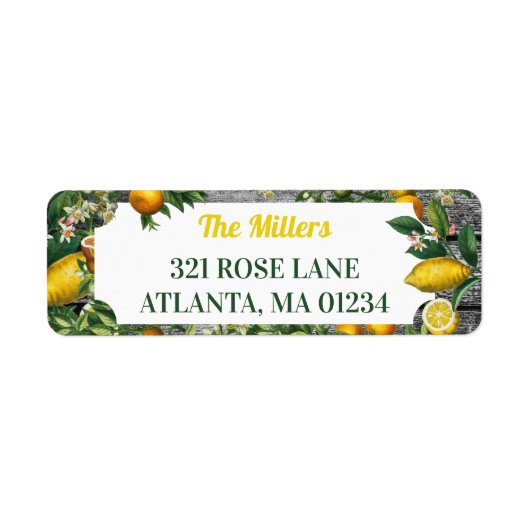 Rustic Citrus Garden Return Address Etiket (Voorkant)