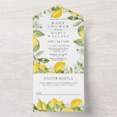 Rustic Citrus Lemon Orchard Baby shower All In One Uitnodiging (Binnen)