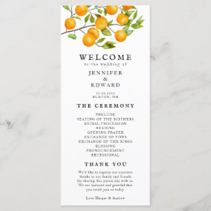 Rustic Citrus Sinaasappels Wedding Ceremony Progra Programma