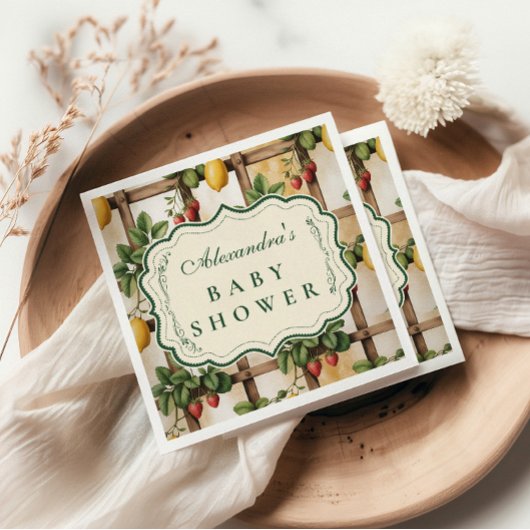 Rustic Citrus Strawberry Baby Shower Servet