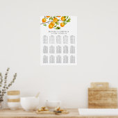 Rustic Citrus Summer Wedding Seating Chart Poster (Keuken)