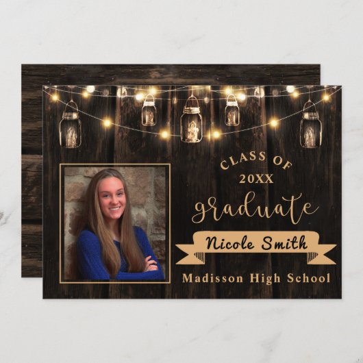 Rustic Class of 2025 Afstuderen Fotoaankondiging Kaart (Voorkant / Achterkant)