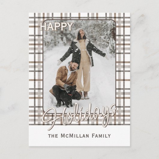 Rustic Classy Elegant Plaid Pattern Feestdagenkaart (Voorkant)