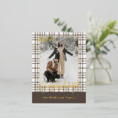Rustic Classy Elegant Plaid Pattern Gold Folie Feestdagen Briefkaart (Staand Voorkant)