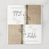 Rustic Coastal Beach Starfish Burlap Tafelnummer (Buitenkant ongevouwen)