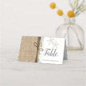 Rustic Coastal Beach Starfish Burlap Tafelnummer (Voorkant)