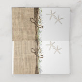 Rustic Coastal Beach Starfish Burlap Tafelnummer (Binnenkant ongevouwen)