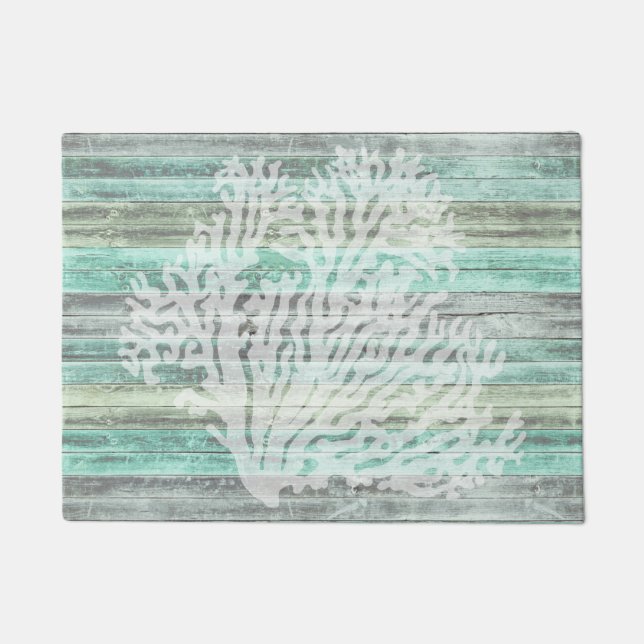 Rustic Coastal Decor Coral Deurmat (Voorkant)