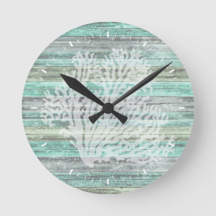 Rustic Coastal Decor Coral Ronde Klok