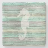 Rustic Coastal Decor Seahorse Stenen Onderzetter (Voorkant)