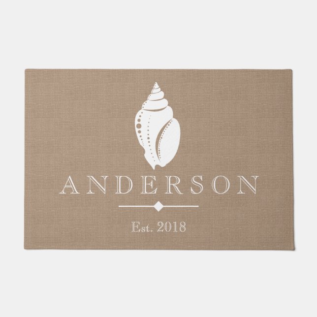 Rustic Coastal Seashell Silhouette | Aangepast Deurmat (Voorkant)