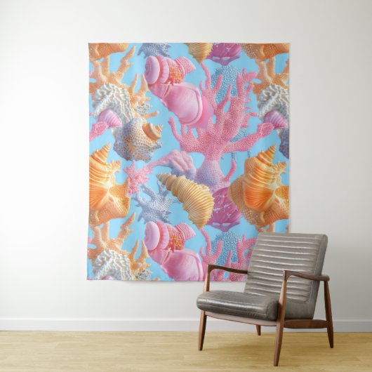 Rustic Coastal - Zeeschelpen, Zeesterren, Reef (18 Wandkleed (In situ)